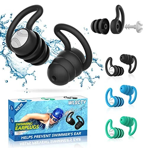 Swimming Ear Plugs Waterproof Earplugs - 3 Pairs Silicone Swim Ear Plugs for Adult Kids, Water Sports Earplugs for Showering, Bathing, Surfing - Keep Ear Water Out - WLSCTY