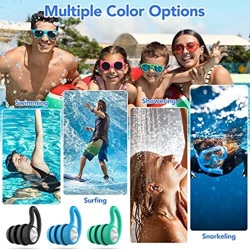 Swimming Ear Plugs Waterproof Earplugs - 3 Pairs Silicone Swim Ear Plugs for Adult Kids, Water Sports Earplugs for Showering, Bathing, Surfing - Keep Ear Water Out - 5