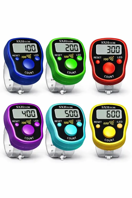 Yüzük Zikirmatik, 100'de Öten Sesli ve Işıklı Yüzük Zikirmatik, Hediyelik, Günlük Kulanım-1 Adet Çok Renkli - 1