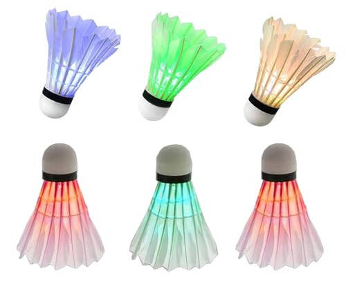 YYZP 6-Pack LED Badminton Shuttlecocks, Badminton Birdies Glow in The Dark Birdie Badminton Set for Outdoor/Indoor Lighting Sport Activities Toys Game - 1