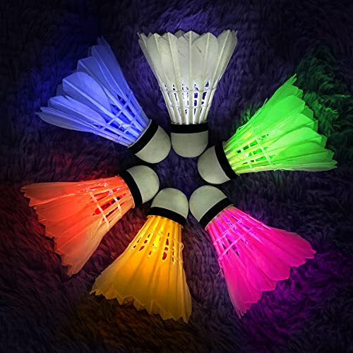 YYZP 6-Pack LED Badminton Shuttlecocks, Badminton Birdies Glow in The Dark Birdie Badminton Set for Outdoor/Indoor Lighting Sport Activities Toys Game - 2