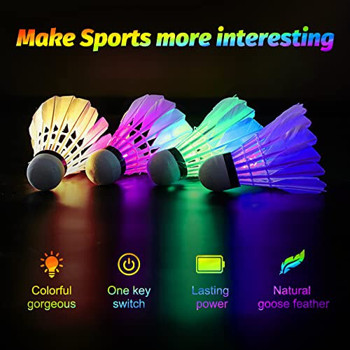 YYZP 6-Pack LED Badminton Shuttlecocks, Badminton Birdies Glow in The Dark Birdie Badminton Set for Outdoor/Indoor Lighting Sport Activities Toys Game - 3