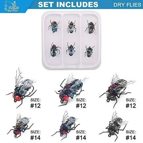 YZD Realistic Fly Fishing Dry Wet Nymph Trout Flies Topwater Lures for Freshwater Saltwater High Simulation Hand Tie Lure Kits - 3