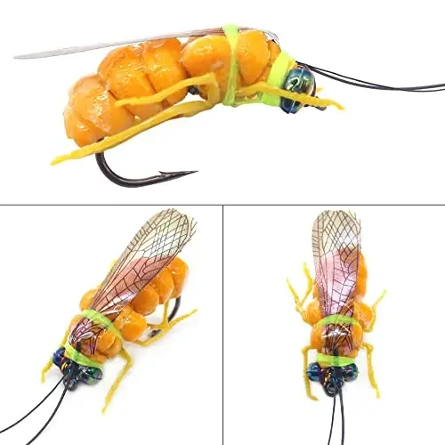 YZD Realistic Fly Fishing Dry Wet Nymph Trout Flies Topwater Lures for Freshwater Saltwater High Simulation Hand Tie Lure Kits - 6