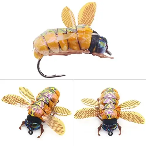 YZD Realistic Fly Fishing Dry Wet Nymph Trout Flies Topwater Lures for Freshwater Saltwater High Simulation Hand Tie Lure Kits - 6