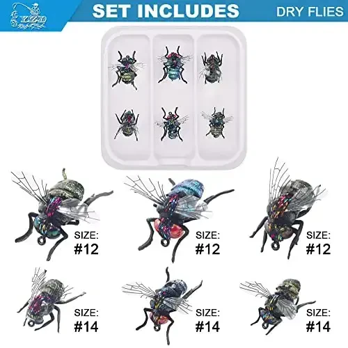 YZD Realistic Fly Fishing Dry Wet Nymph Trout Flies Topwater Lures for Freshwater Saltwater High Simulation Hand Tie Lure Kits - 3