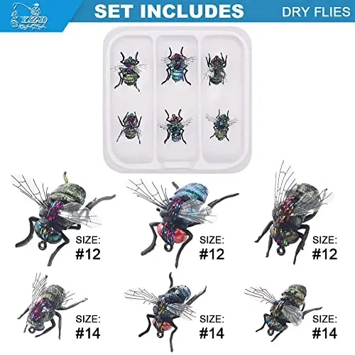 YZD Realistic Fly Fishing Dry Wet Nymph Trout Flies Topwater Lures for Freshwater Saltwater High Simulation Hand Tie Lure Kits - 3