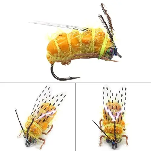 YZD Realistic Fly Fishing Dry Wet Nymph Trout Flies Topwater Lures for Freshwater Saltwater High Simulation Hand Tie Lure Kits - 6