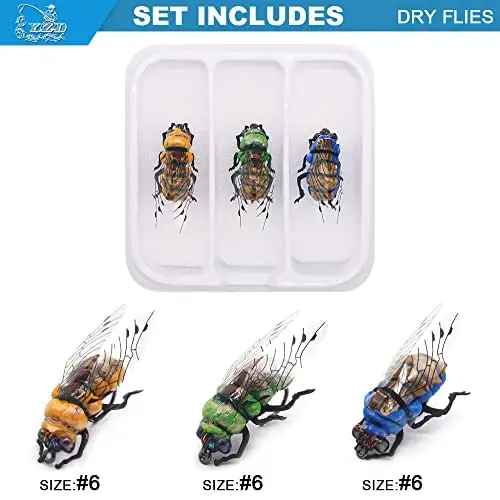 YZD Realistic Fly Fishing Dry Wet Nymph Trout Flies Topwater Lures for Freshwater Saltwater High Simulation Hand Tie Lure Kits - 3