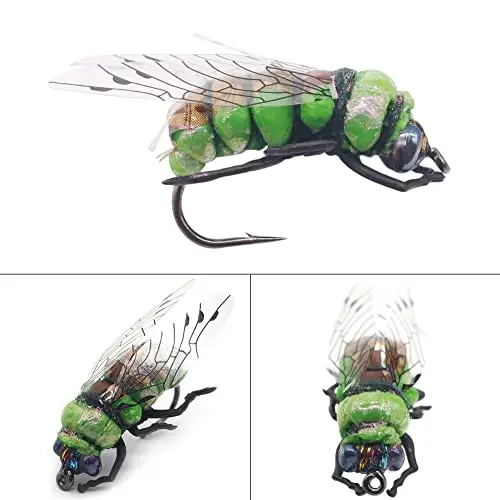 YZD Realistic Fly Fishing Dry Wet Nymph Trout Flies Topwater Lures for Freshwater Saltwater High Simulation Hand Tie Lure Kits - 6
