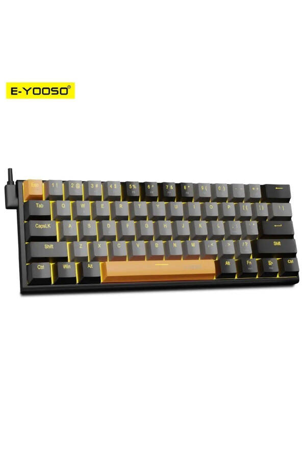 Z-11 Mini 60% Mechanical Gaming Mini Red Switch Keyboard (Black, Gray, Orange Keys) - 1