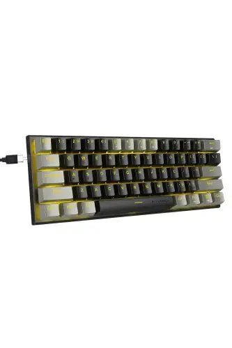 Z-11 Mini 60% Mechanical Gaming Mini Red Switch Keyboard (Black, Gray, Orange Keys) - 1