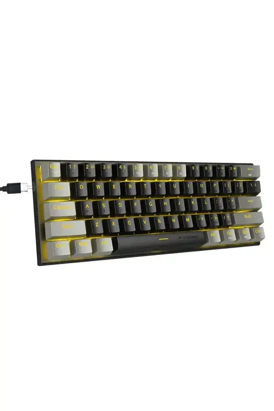 Blue Switch Z-11 Mini 60% Mekanik Gaming Mini Klavye (SİYAH, GRİ, TURUNCU TUŞLAR) Ingilizce-Siyah - E-YOOSO