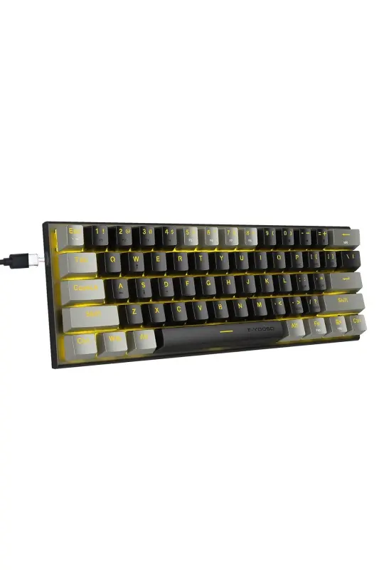 Blue Switch Z-11 Mini 60% Mekanik Gaming Mini Klavye (SİYAH, GRİ, TURUNCU TUŞLAR) Ingilizce-Siyah - 1