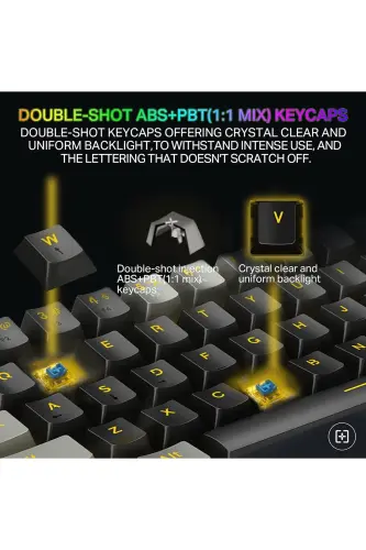 Blue Switch Z-11 Mini 60% Mekanik Gaming Mini Klavye (SİYAH, GRİ, TURUNCU TUŞLAR) Ingilizce-Siyah - 5