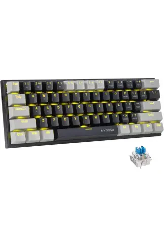 Z-11 Mini 60% Механическая игровая мини-клавиатура с красными переключателями (черная, серая, оранжевые клавиши) - 3