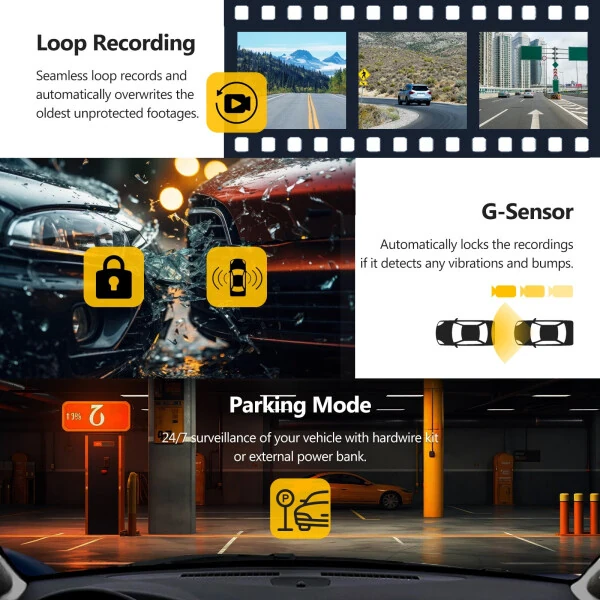 Z-Edge T3P 4K Dash Cam Front and Rear, 4K 2160P+1080P Front and Inside, 5K Front Dash Cam, 2K 1440P+1080P+1080P WiFi Car Camera, GPS, IR Night Vision, Super Capacitor, 64GB Card Included - 8