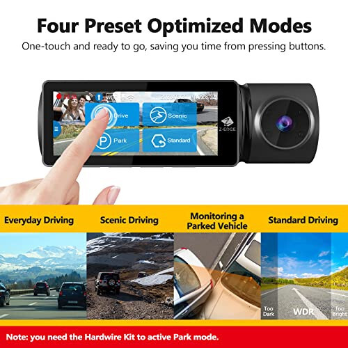 Z-Edge T3P Üç Kanallı 4K Dash Cam Ön ve Arka, 4K+1080P Ön ve İç, 1600P+1080P+1080P Üç Yönlü Üçlü Araba Kamerası, IR Gece Görüşü, Süper Kapasitör, Maksimum 512GB Destek (64GB Kart Dahil) - 4