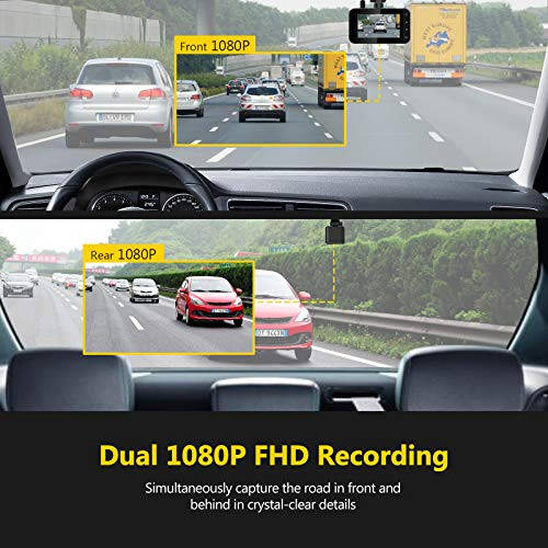 Z-Edge WiFi Dash Cam, 1920x1080P FHD, Oldingi va Orqa Dash Cam, Ikki Kamera, Avtomobil DVR, Kechasi Ko'rish, To'xtash Rejimi, G-Sensor, Aylanma Yozuv - 3