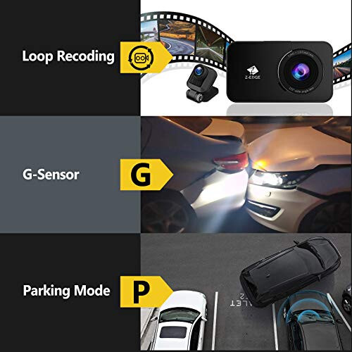 Z-Edge WiFi Dash Cam, 1920x1080P FHD, Oldingi va Orqa Dash Cam, Ikki Kamera, Avtomobil DVR, Kechasi Ko'rish, To'xtash Rejimi, G-Sensor, Aylanma Yozuv - 6