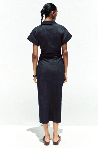 Z1975 MIDI DENIM DRESS-Blue - 5