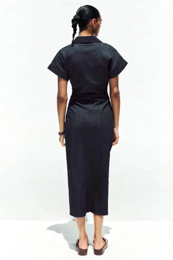 Z1975 MIDI DENIM KO'YLAK - Moviy - 5