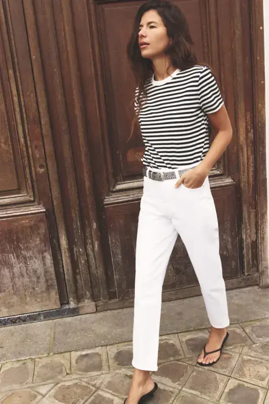 Z1975 ВЫСОКАЯ ТАЛИЯ MOM JEANS - Белый - ZARA