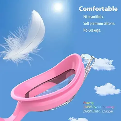 ZABERT K20 Bolalar uchun Suzish Ko'zoynaklari Qizlar O'g'il Bolalar 3-10 Yosh, Tumanga qarshi 100% UV Himoya Sayohat Sumkasi bilan - 2