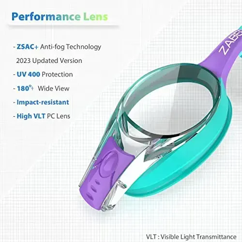 ZABERT K20 Swimming Goggles for Kids Girls Boys Age 3-10 Years Old, Anti-fog 100% UV Protection with Travel Bag - 6