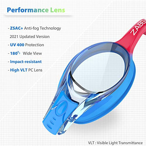 ZABERT K20 Çocuklar İçin Yüzme Gözlüğü (Kız ve Erkek), 3-14 Yaş, Buğu Önleyici, %100 UV Koruma, Seyahat Çantası Dahil - 4