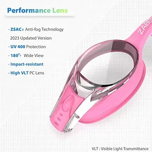 ZABERT K20 Swimming Goggles for Kids Girls Boys Age 3-10 Years Old, Anti-fog 100% UV Protection with Travel Bag - 5