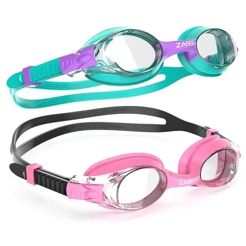 ZABERT K20 Swimming Goggles for Kids Girls Boys Age 3-10 Years Old, Anti-fog 100% UV Protection with Travel Bag 