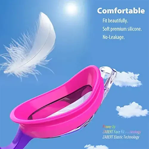 ZABERT K20 Swimming Goggles for Kids Girls Boys Age 3-10 Years Old, Anti-fog 100% UV Protection with Travel Bag - 2