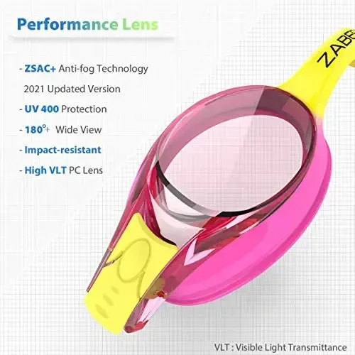 ZABERT K20 Swimming Goggles for Kids Girls Boys Age 3-10 Years Old, Anti-fog 100% UV Protection with Travel Bag - 4