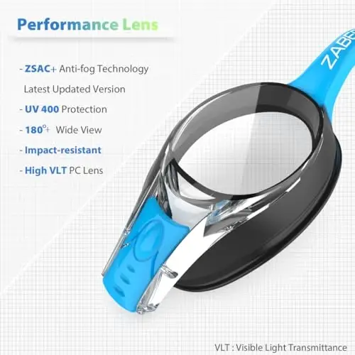 ZABERT K20 Swimming Goggles for Kids Girls Boys Age 3-10 Years Old, Anti-fog 100% UV Protection with Travel Bag - 6