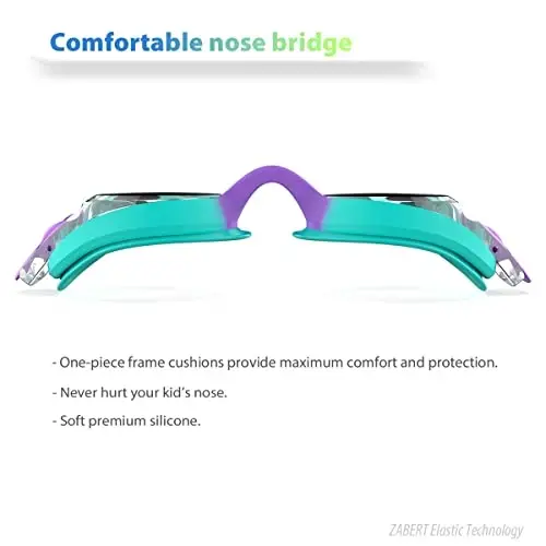 ZABERT K20 Swimming Goggles for Kids Girls Boys Age 3-10 Years Old, Anti-fog 100% UV Protection with Travel Bag - 6
