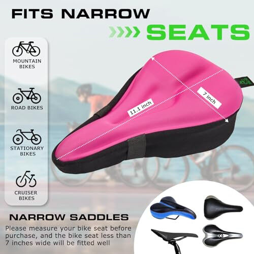 Zacro Bike Seat Cushion - Gel Padded Bike Seat Cover for Men Women Comfort, Extra Soft Exercise Bicycle Seat Compatible with Peloton, Outdoor & Indoor - MODAZONE (1)