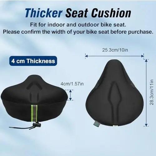Zacro Bike Seat Cushion - Gel Padded Bike Seat Cover for Men Women Comfort, Extra Soft Exercise Bicycle Seat Compatible with Peloton, Outdoor & Indoor Bike Saddles - ZACRO (1)