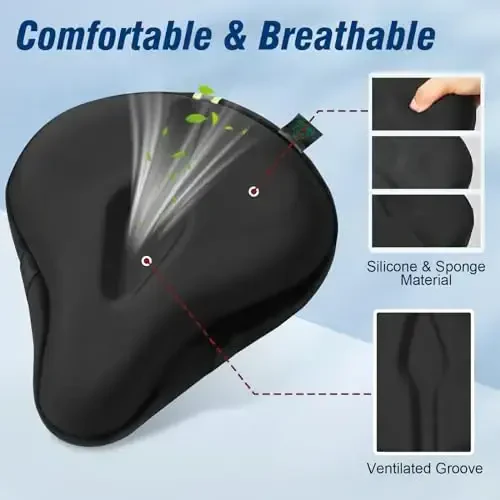 Zacro Bike Seat Cushion - Gel Padded Bike Seat Cover for Men Women Comfort, Extra Soft Exercise Bicycle Seat Compatible with Peloton, Outdoor & Indoor Bike Saddles - 3
