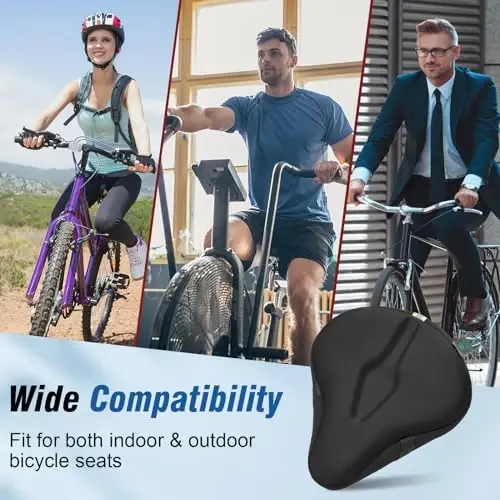 Zacro Bike Seat Cushion - Gel Padded Bike Seat Cover for Men Women Comfort, Extra Soft Exercise Bicycle Seat Compatible with Peloton, Outdoor & Indoor Bike Saddles - 6