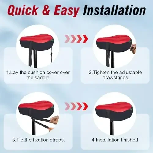 Zacro Bike Seat Cushion - Gel Padded Bike Seat Cover for Men Women Comfort, Extra Soft Exercise Bicycle Seat Compatible with Peloton, Outdoor & Indoor Bike Saddles - 5