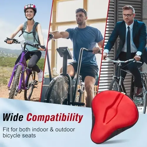 Zacro Bike Seat Cushion - Gel Padded Bike Seat Cover for Men Women Comfort, Extra Soft Exercise Bicycle Seat Compatible with Peloton, Outdoor & Indoor Bike Saddles - 6