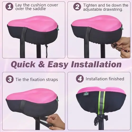 Zacro Bike Seat Cushion - Gel Padded Bike Seat Cover for Men Women Comfort, Extra Soft Exercise Bicycle Seat Compatible with Peloton, Outdoor & Indoor Bike Saddles - 6