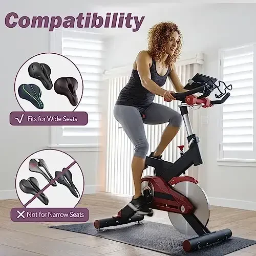 Zacro Bike Seat Cushion - Gel Padded Bike Seat Cover for Men Women Comfort, Extra Soft Exercise Bicycle Seat Compatible with Peloton, Outdoor & Indoor Bike Saddles - 3