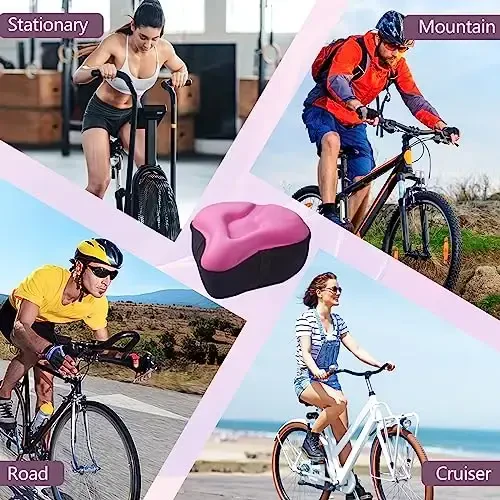 Zacro Bike Seat Cushion - Gel Padded Bike Seat Cover for Men Women Comfort, Extra Soft Exercise Bicycle Seat Compatible with Peloton, Outdoor & Indoor Bike Saddles - 7