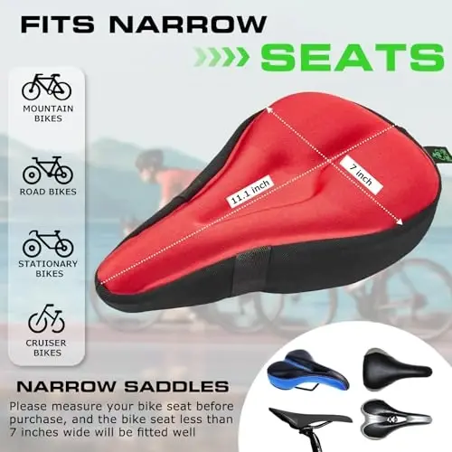 Zacro Bike Seat Cushion - Gel Padded Bike Seat Cover for Men Women Comfort, Extra Soft Exercise Bicycle Seat Compatible with Peloton, Outdoor & Indoor Bike Saddles - 2