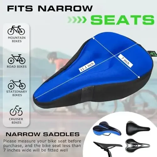 Zacro Bike Seat Cushion - Gel Padded Bike Seat Cover for Men Women Comfort, Extra Soft Exercise Bicycle Seat Compatible with Peloton, Outdoor & Indoor Bike Saddles - 2