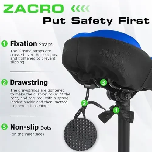 Zacro Bike Seat Cushion - Gel Padded Bike Seat Cover for Men Women Comfort, Extra Soft Exercise Bicycle Seat Compatible with Peloton, Outdoor & Indoor Bike Saddles - 5