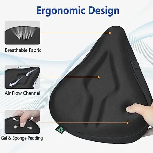 Zacro Bike Seat Cushion - Gel Padded Bike Seat Cover for Men Women Comfort, Extra Soft Exercise Bicycle Seat Compatible with Peloton, Outdoor & Indoor Bike Saddles - 3