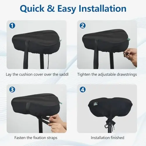 Zacro Bike Seat Cushion - Gel Padded Bike Seat Cover for Men Women Comfort, Extra Soft Exercise Bicycle Seat Compatible with Peloton, Outdoor & Indoor Bike Saddles - 6